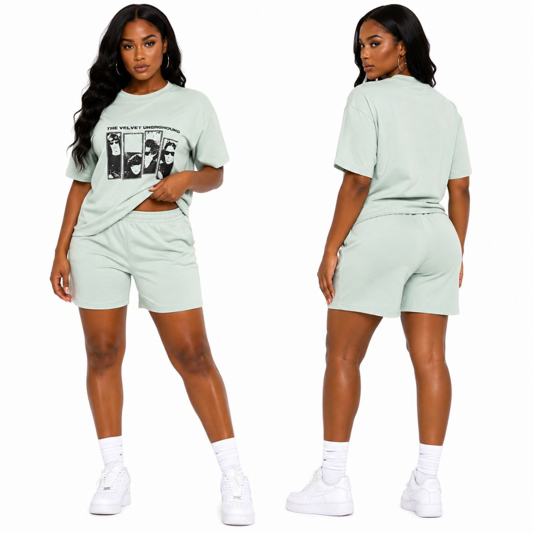 Unisex Mint Green Graphic Oversized T Shirt
